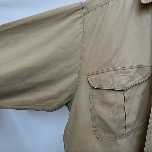 Vintage 1970s Utility Shirt Jacket - Fishing Hunting Outdoors - Pale Yellow Med - Picture 9 of 11